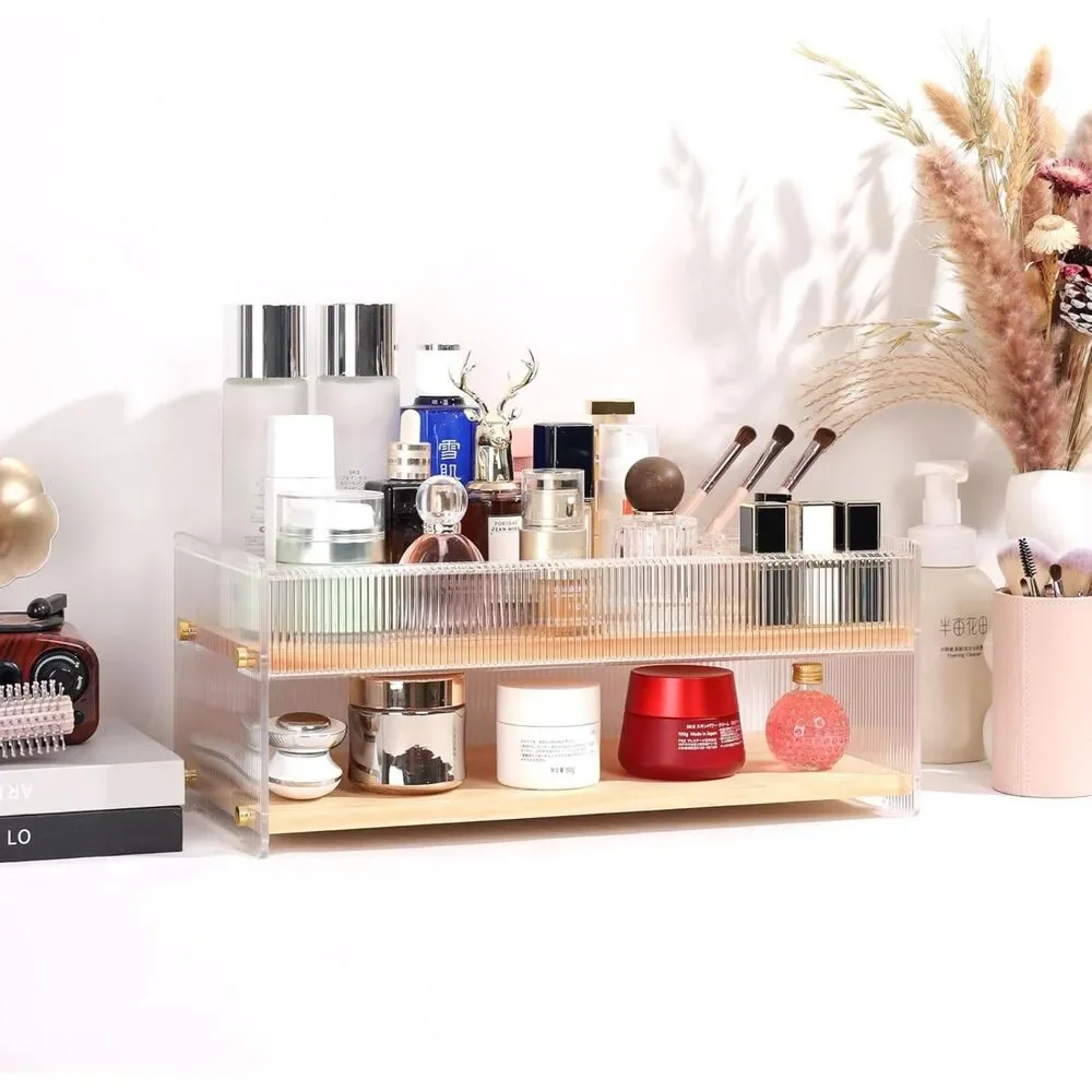Makeup Organizer with Brush Holder for Vanity